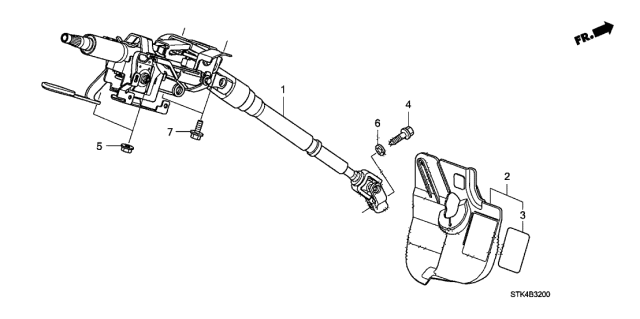 2009 Acura RDX 5 Door TECH KA 5AT Steering Column Diagram