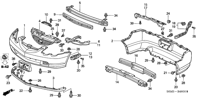 2004 Acura RSX Bumpers Diagram