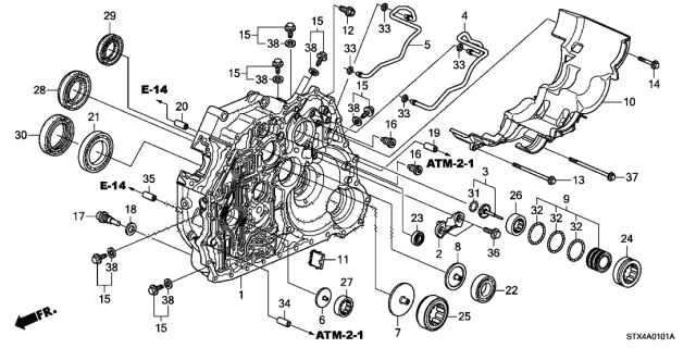 2013 Acura MDX AT Torque Converter Case Diagram