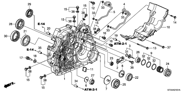 2012 Acura MDX 5 Door TECH KA 6AT AT Torque Converter Case Diagram