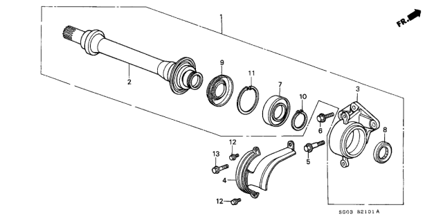 1990 Acura Legend 2 Door STD KA 4AT Half Shaft Diagram