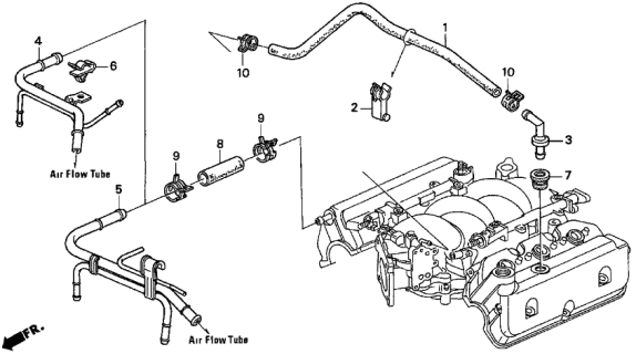 1998 Acura TL 4 Door BAS3.2 KA 4AT Breather Tube (V6) Diagram
