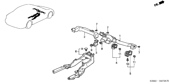 2002 Acura CL 2 Door SPORT KA 5AT Duct Diagram
