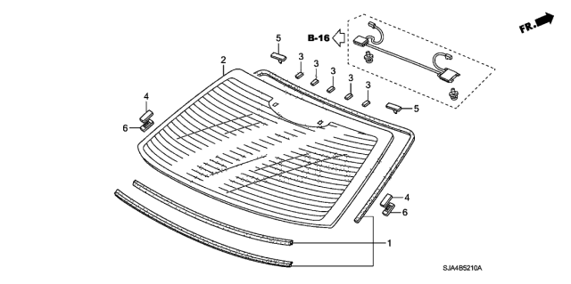 2006 Acura RL 4 Door RL (TECH) KA 5AT Rear Windshield Diagram