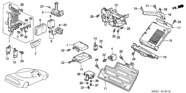 2003 Acura NSX 2 Door NSX-T KA 4AT Control Unit (ABS - EPS) Diagram