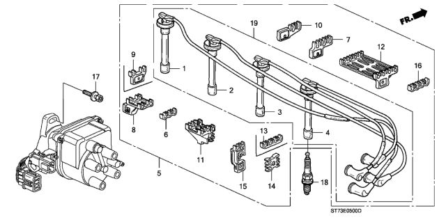 1997 Acura Integra Spark Plug Wire (No.1) Diagram for 32701-PHK-003
