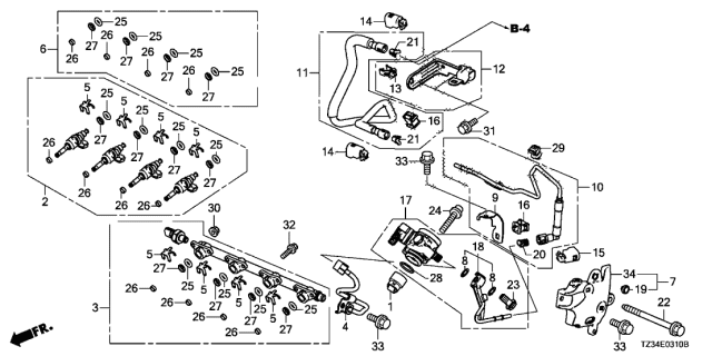 2015 Acura TLX 4 Door TECH (2.4) KA DCT Fuel Injector Diagram