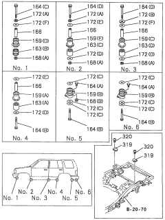1998 Acura SLX 4 Door 4LS (PREMIUM) KL 4AT Cab Mounting Diagram 1