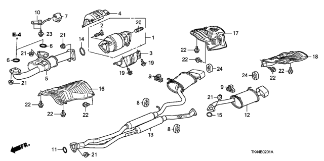 2009 Acura TL Muffler, Passenger Side Exhaust Diagram for 18307-TK5-305