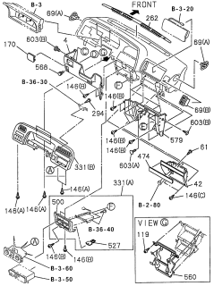 1998 Acura SLX 4 Door 4LS (PREMIUM) KA 4AT Instrument Panel Diagram 1