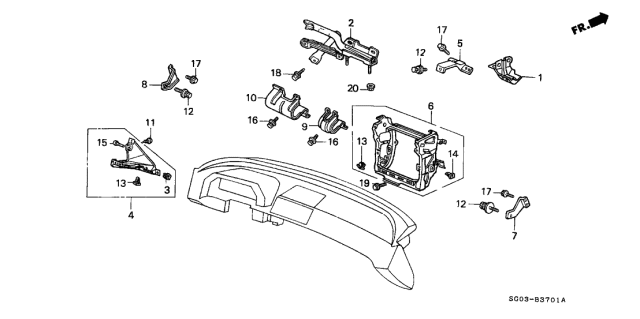 1987 Acura Legend Bolster, Passenger Side Driver Knee Diagram for 77892-SG0-A82