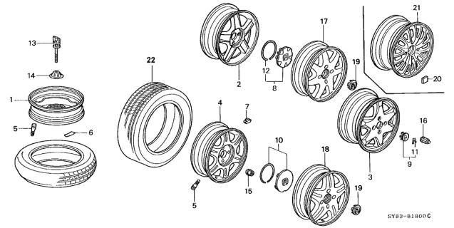 1999 Acura CL Wheel Rim (16X6Jj) Diagram for 42700-SS8-A21