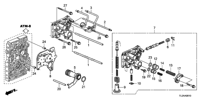 2014 Acura TSX 4 Door TSX KA 5AT AT Regulator Body (L4) Diagram