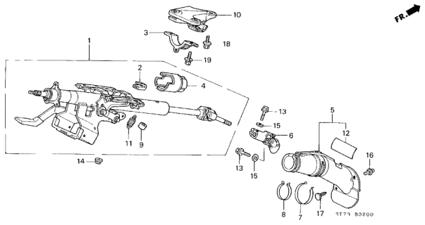 1994 Acura Integra Steering Column Assembly Diagram for 53200-ST7-A00