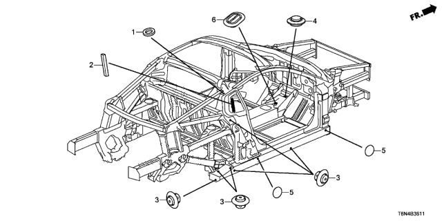 2018 Acura NSX 2 Door FIF KA DCT Grommet (Rear) Diagram