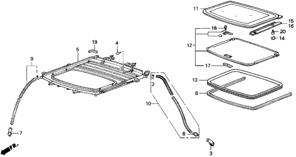 1988 Acura Integra 3 Door LS KA 4AT Sliding Roof Diagram 1