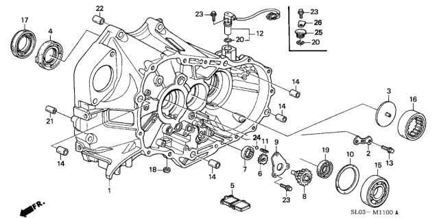 1999 Acura NSX 6MT Clutch Housing Diagram