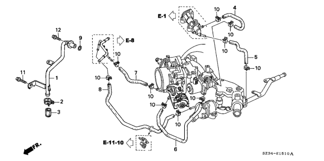 2004 Acura RL 4 Door RL (NAVIGATION) KA 4AT Water Hose Diagram