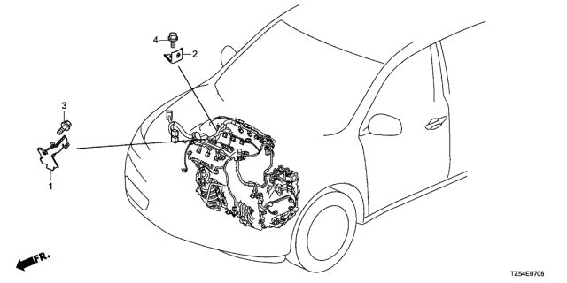 2020 Acura MDX Engine Wire Harness Stay (3.0L) Diagram