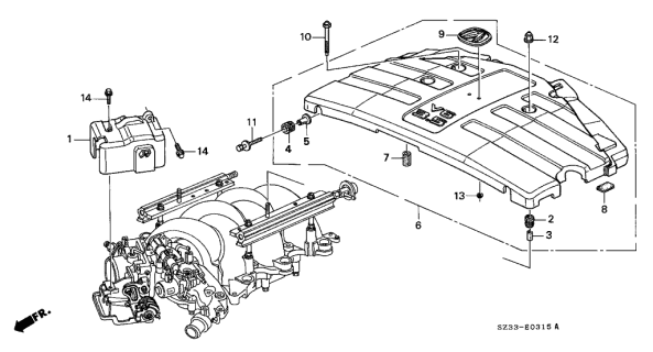 2002 Acura RL Engine Harness Cover Diagram