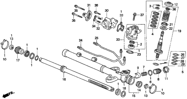 1997 Acura TL P.S. Gear Box Components Diagram