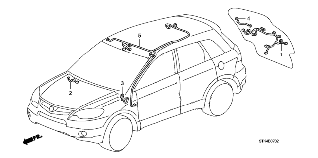 2012 Acura RDX Wire Harness, Tailgate Diagram for 32109-STK-A01