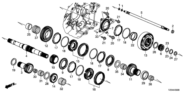 2019 Acura MDX 5 Door TECH (HYBRID (AWD)) KA DCT AT Mainshaft Diagram