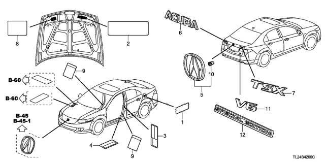 2010 Acura TSX Placard, Specification (Usa) Diagram for 42762-TP1-A00