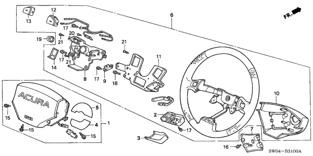 2003 Acura NSX Steering Wheel Assembly (Real Black) Diagram for 78500-SL0-C91ZB