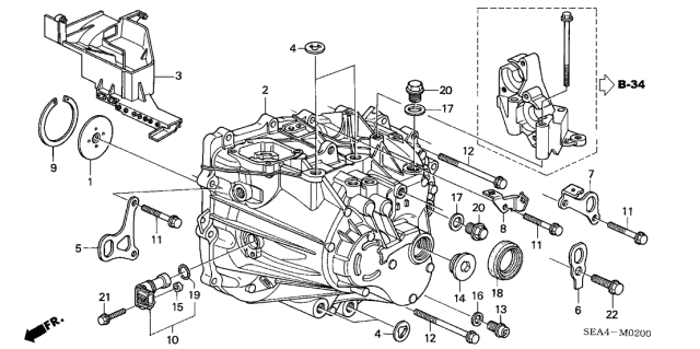 2004 Acura TSX MT Transmission Case Diagram