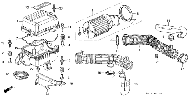 1997 Acura Integra 3 Door GS-R KA 5MT Air Cleaner Diagram