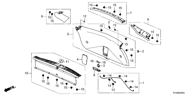 2022 Acura MDX 5 Door TECH KA XAT Tailgate Lining Diagram