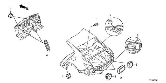 2020 Acura RLX 4 Door ADV (SH-AWD (HYBRID)) KA DCT Grommet (Rear) Diagram