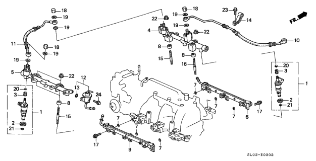 1995 Acura NSX 2 Door NSX-T KA 5MT Fuel Injector Diagram
