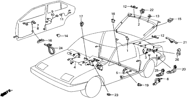 1987 Acura Integra Wire, Trunk Room Diagram for 32108-SE7-A31