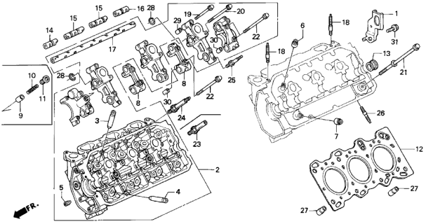 1993 Acura Legend 2 Door L KA 6MT Cylinder Head Diagram 1