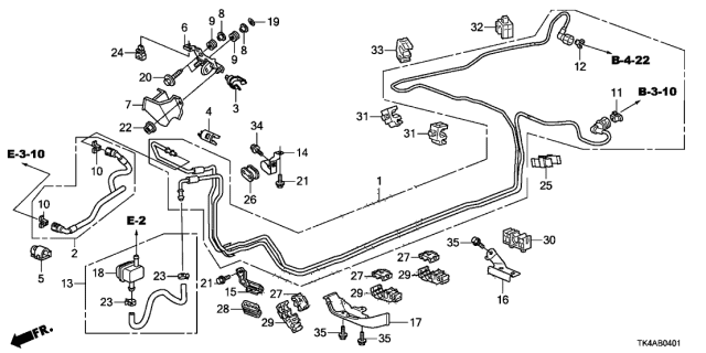 2014 Acura TL 4 Door TECH (3.7) KA 6MT Fuel Pipe Diagram
