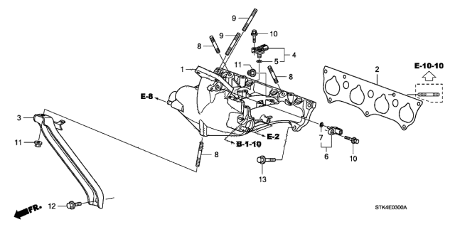 2011 Acura RDX Intake Manifold Gasket Diagram for 17105-RWC-A01