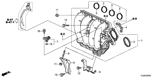 2012 Acura TSX 4 Door TSX SE KA 6MT Intake Manifold Diagram