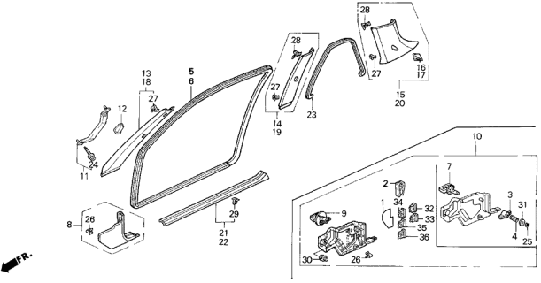 1992 Acura Legend 2 Door L* (MOQUETTE) KA 5MT Pillar Garnish Diagram