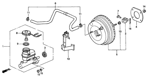 1998 Acura TL 4 Door PRE2.5 KA 4AT Brake Master Cylinder Diagram