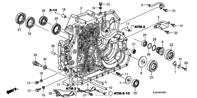 2009 Acura RL AT Torque Converter Case Diagram