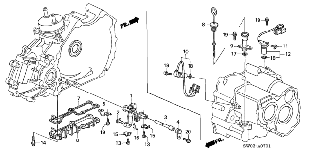 2001 Acura NSX 2 Door NSX-T KA 4AT AT Oil Level Gauge Diagram