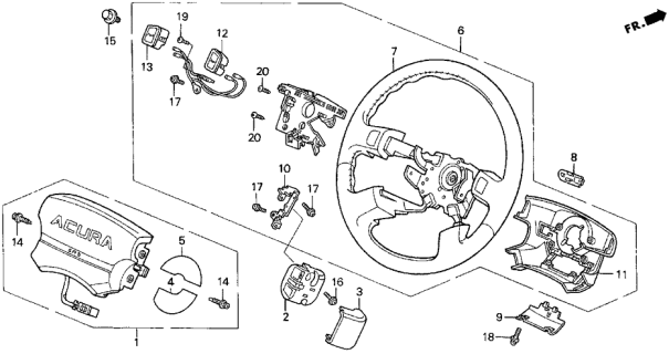 1998 Acura TL Steering Wheel Assembly (Classy Gray) (Leather) Diagram for 78510-SW5-A82ZA