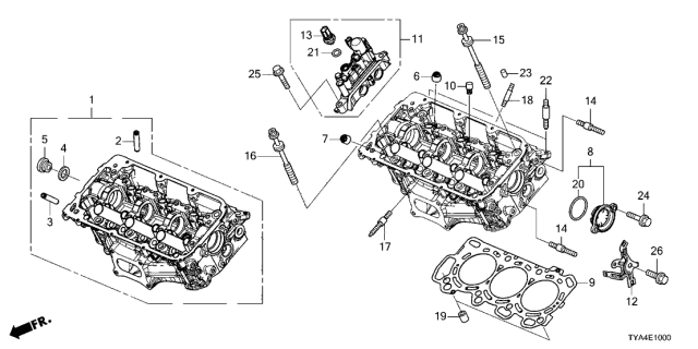 2022 Acura MDX Front Cylinder Head Diagram