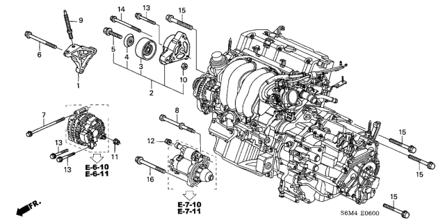 2003 Acura RSX 3 Door BASE KA 5AT Engine Mounting Bracket Diagram