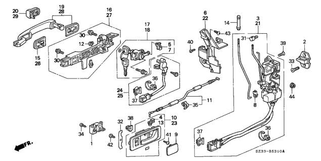 2001 Acura RL Driver Side Handle (Nighthawk Black Pearl) Diagram for 72188-SZ3-003ZX