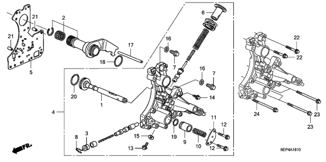 2007 Acura TL 4 Door BASE (NAVIGATION) KA 5AT AT Regulator Body Diagram