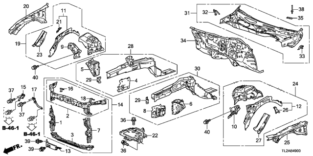 2014 Acura TSX Dashboard (Upper) Diagram for 61100-TL1-G00ZZ