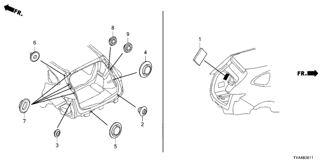 2022 Acura MDX 5 Door TECH KA XAT Grommet (Rear) Diagram
